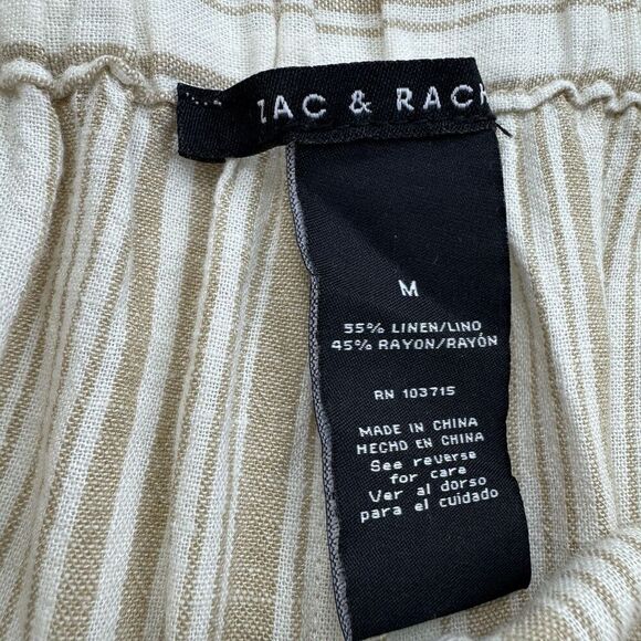 Zac & Rachel Tan White Stripe Wide Leg Cropped Pants Size Medium Boho Style - Picture 4 of 9